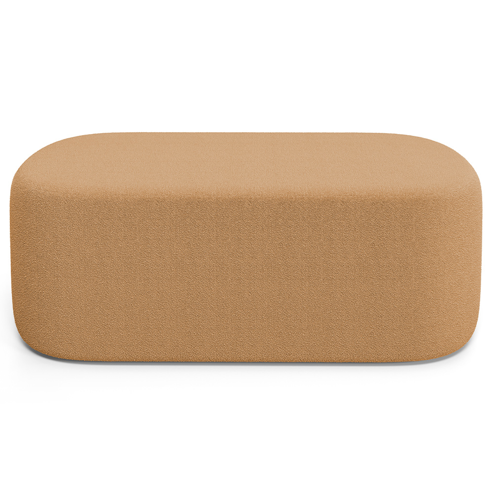 Kit 02 Puffs Decorativos Orgânicos Para Living Quarto 100cm Doha W01 Bouclê Mostarda - Lyam Decor