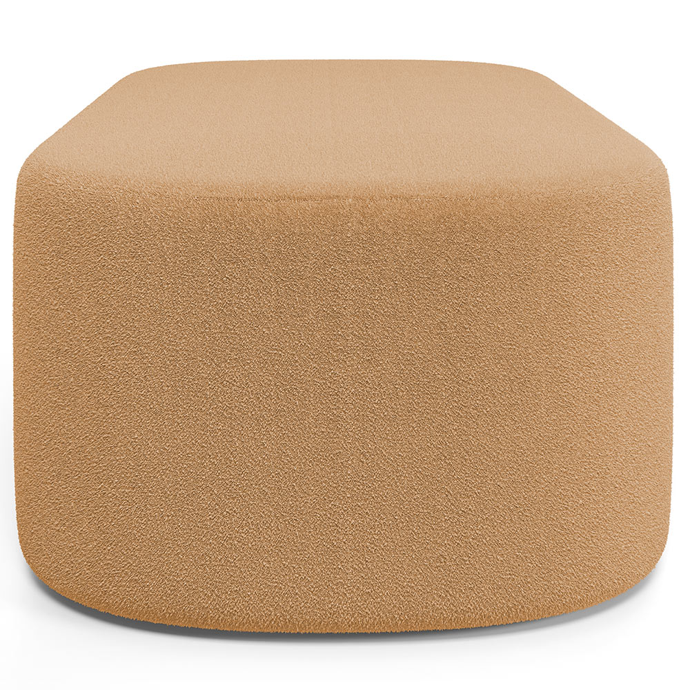 Kit 02 Puffs Decorativos Orgânicos Para Living Quarto 100cm Doha W01 Bouclê Mostarda - Lyam Decor