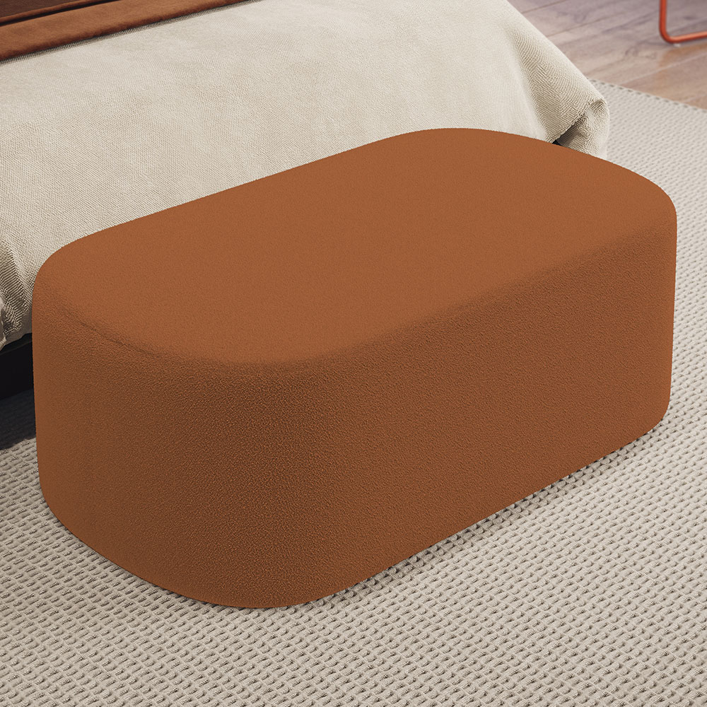 Kit 02 Puffs Decorativos Orgânicos Para Living Quarto 100cm Doha W01 Bouclê Terracota - Lyam Decor