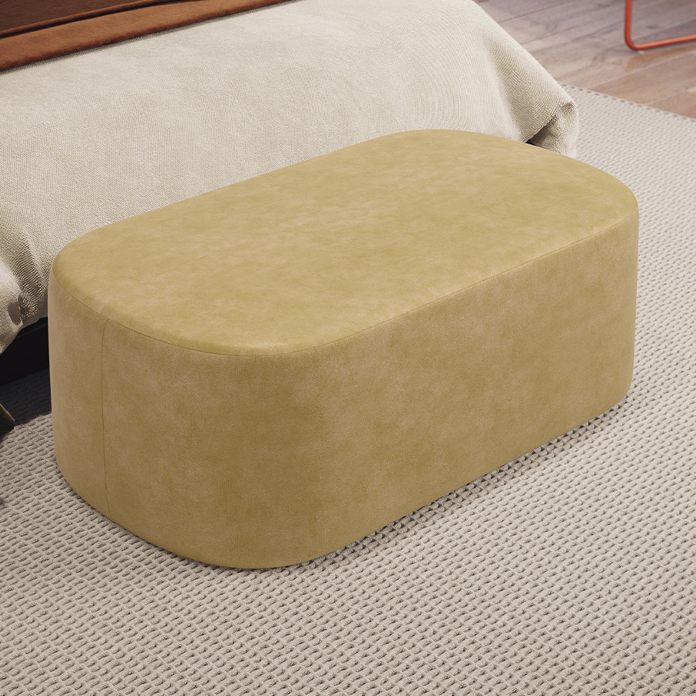 Kit 02 Puffs Decorativos Orgânicos Para Living Quarto 100cm Doha W01 Couríssimo Fendi - Lyam Decor