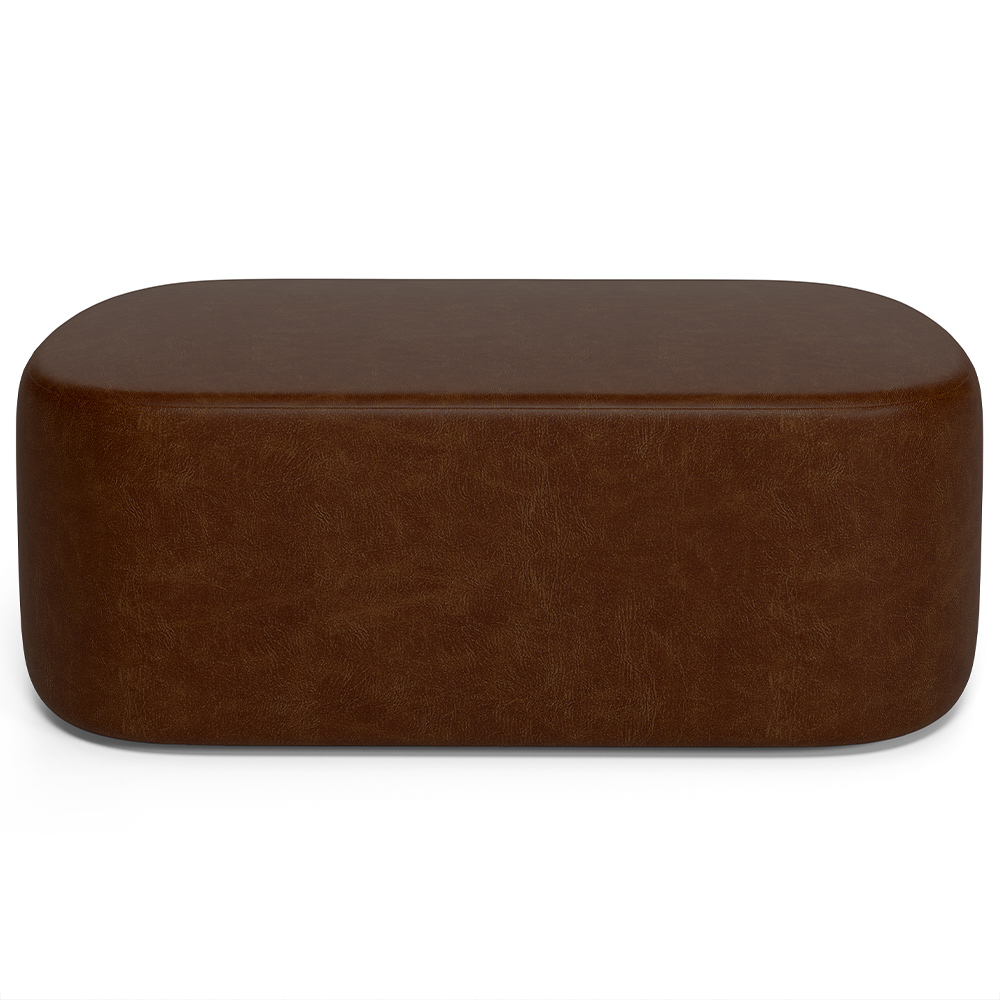 Kit 02 Puffs Decorativos Orgânicos Para Living Quarto 100cm Doha W01 Couríssimo Marrom - Lyam Decor