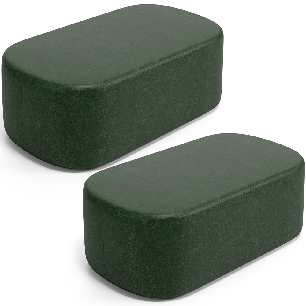 Kit 02 Puffs Decorativos Orgânicos Para Living Quarto 100cm Doha W01 Couríssimo Verde Musgo - Lyam Decor