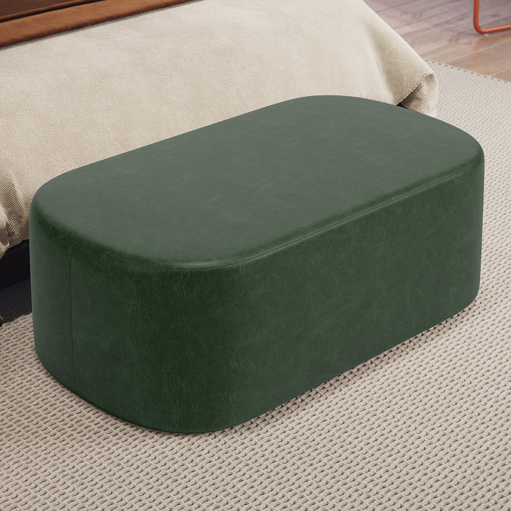 Kit 02 Puffs Decorativos Orgânicos Para Living Quarto 100cm Doha W01 Couríssimo Verde Musgo - Lyam Decor