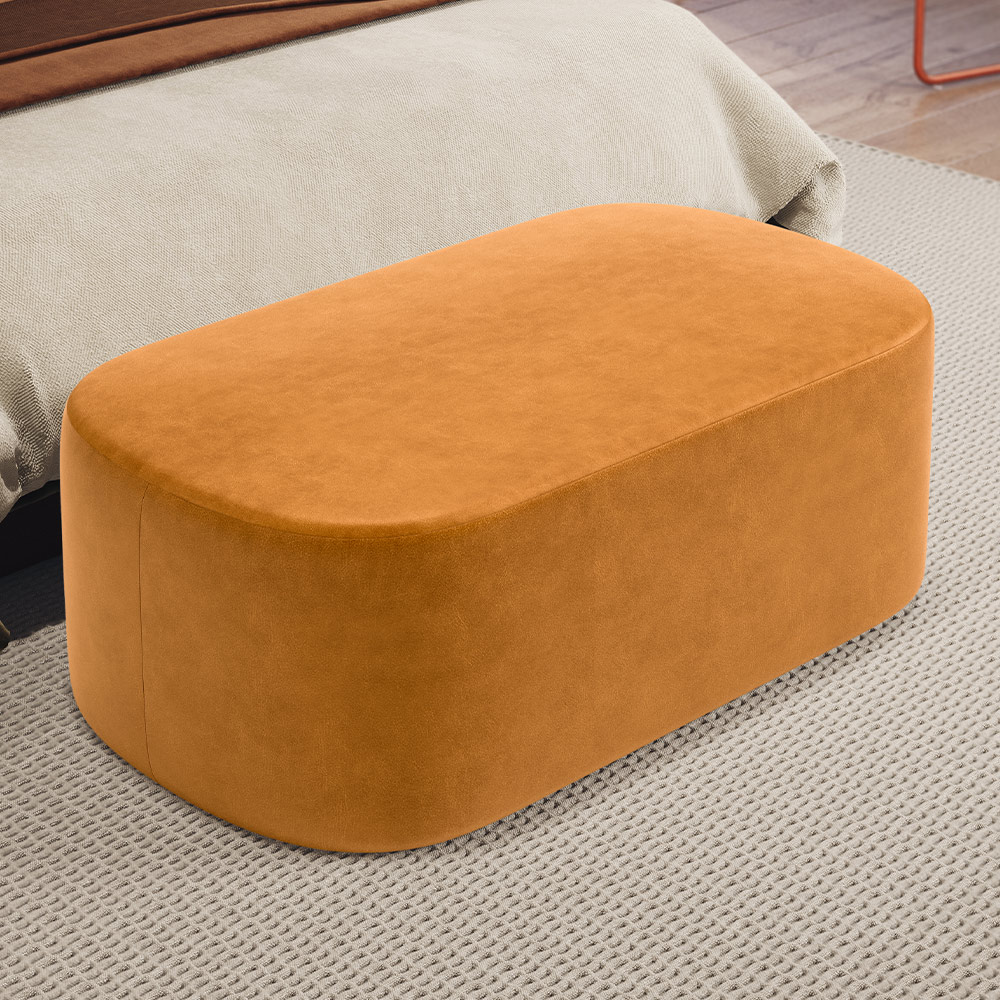 Kit 02 Puffs Decorativos Orgânicos Para Living Quarto 100cm Doha W01 Couríssimo Whisky - Lyam Decor