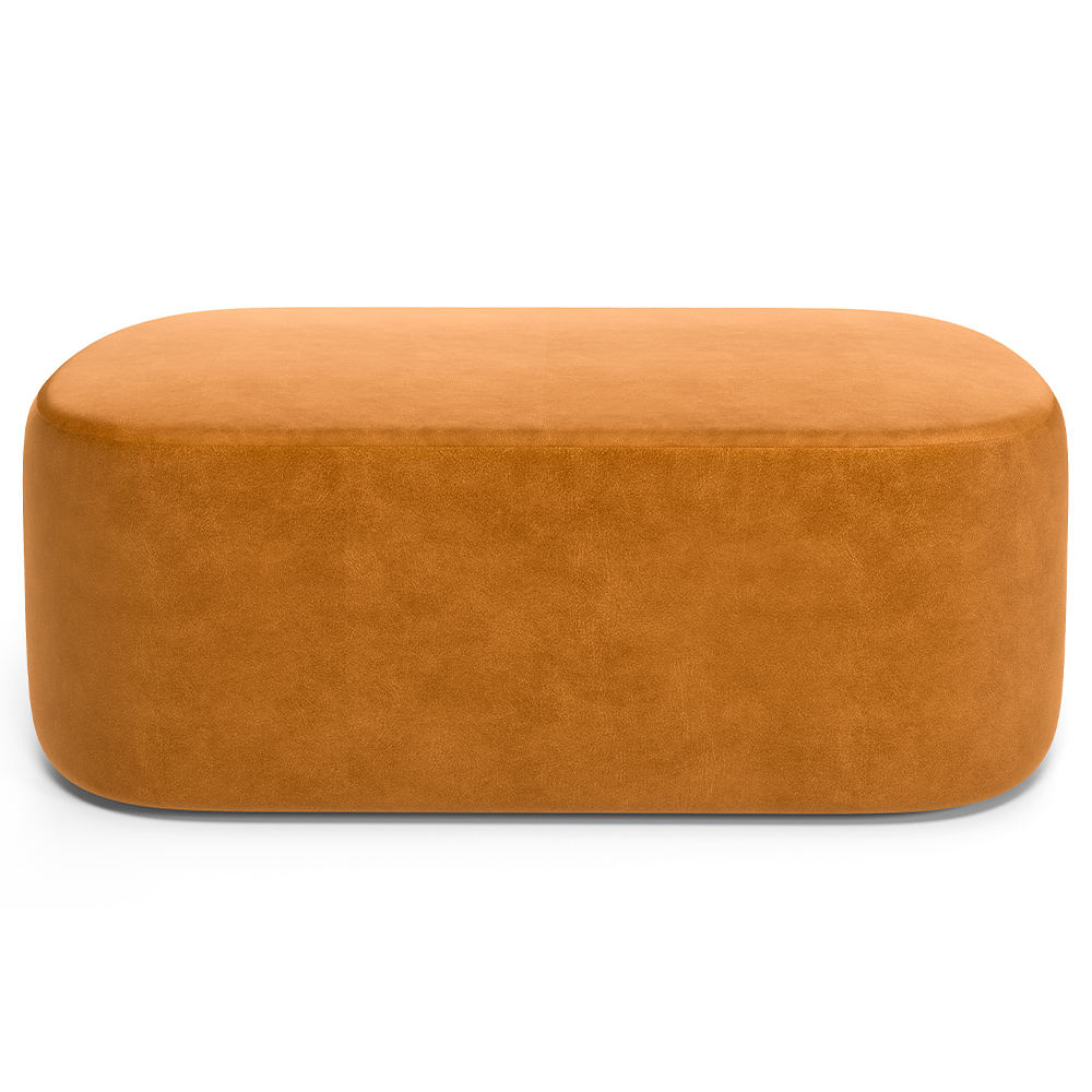 Kit 02 Puffs Decorativos Orgânicos Para Living Quarto 100cm Doha W01 Couríssimo Whisky - Lyam Decor