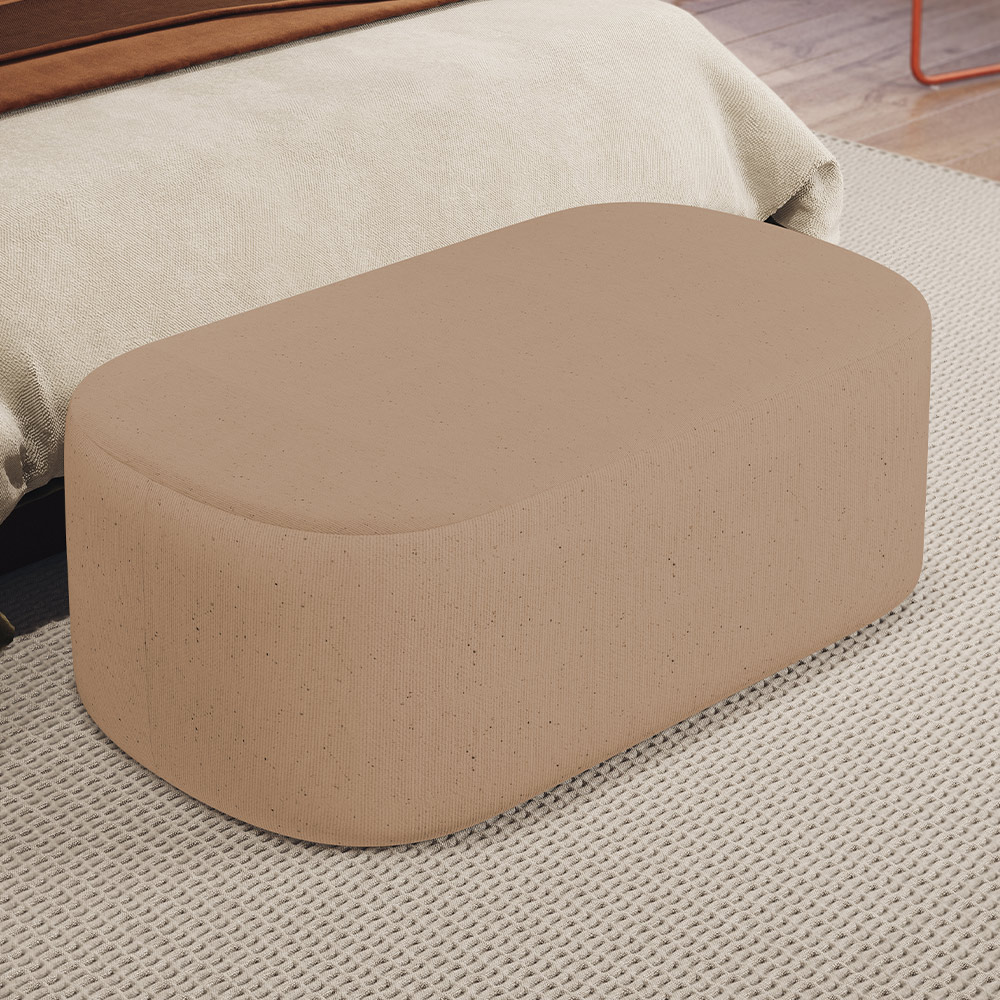 Kit 02 Puffs Decorativos Orgânicos Para Living Quarto 100cm Doha W01 Linho Bege Escuro - Lyam Decor