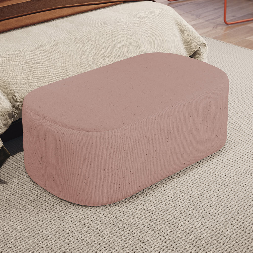 Kit 02 Puffs Decorativos Orgânicos Para Living Quarto 100cm Doha W01 Linho Rosê - Lyam Decor