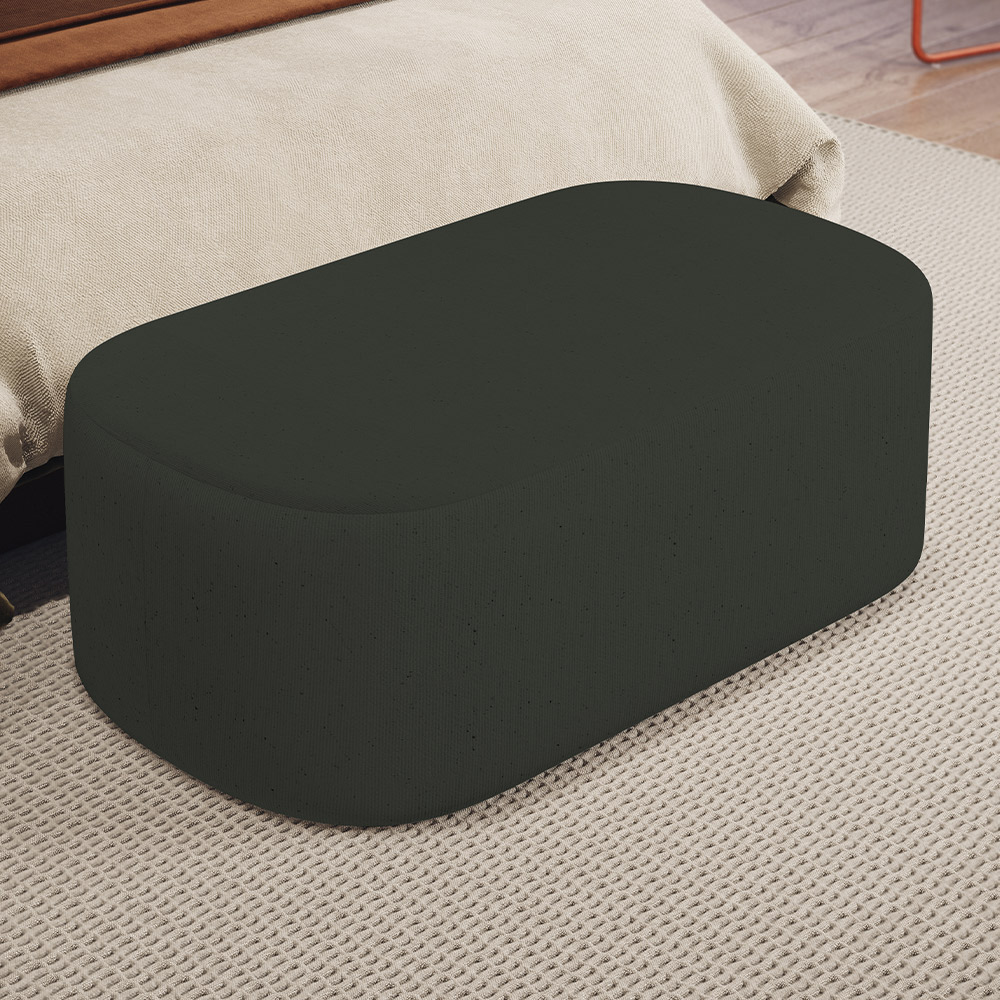 Kit 02 Puffs Decorativos Orgânicos Para Living Quarto 100cm Doha W01 Linho Verde Musgo - Lyam Decor