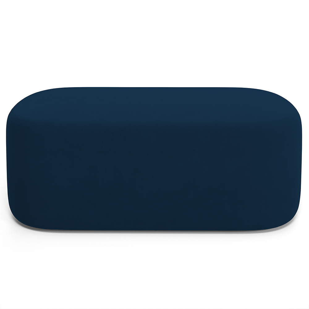 Kit 02 Puffs Decorativos Orgânicos Para Living Quarto 100cm Doha W01 Suede Azul Marinho - Lyam Decor
