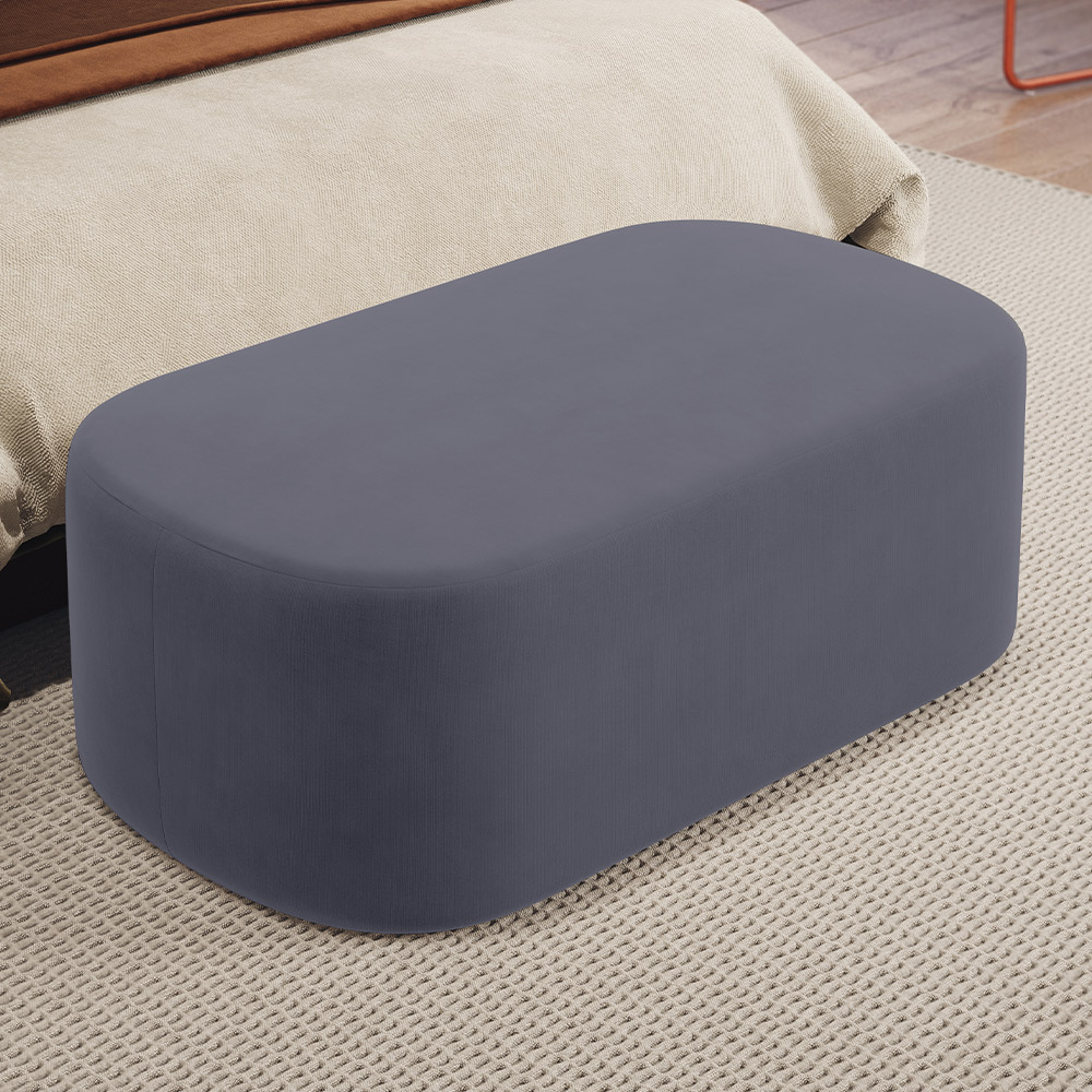 Kit 02 Puffs Decorativos Orgânicos Para Living Quarto 100cm Doha W01 Suede Cinza - Lyam Decor