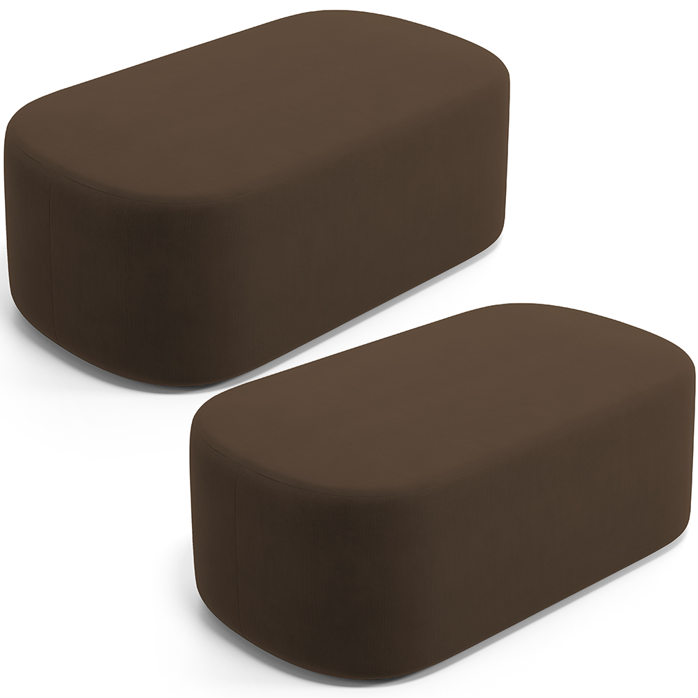 Kit 02 Puffs Decorativos Orgânicos Para Living Quarto 100cm Doha W01 Suede Marrom - Lyam Decor