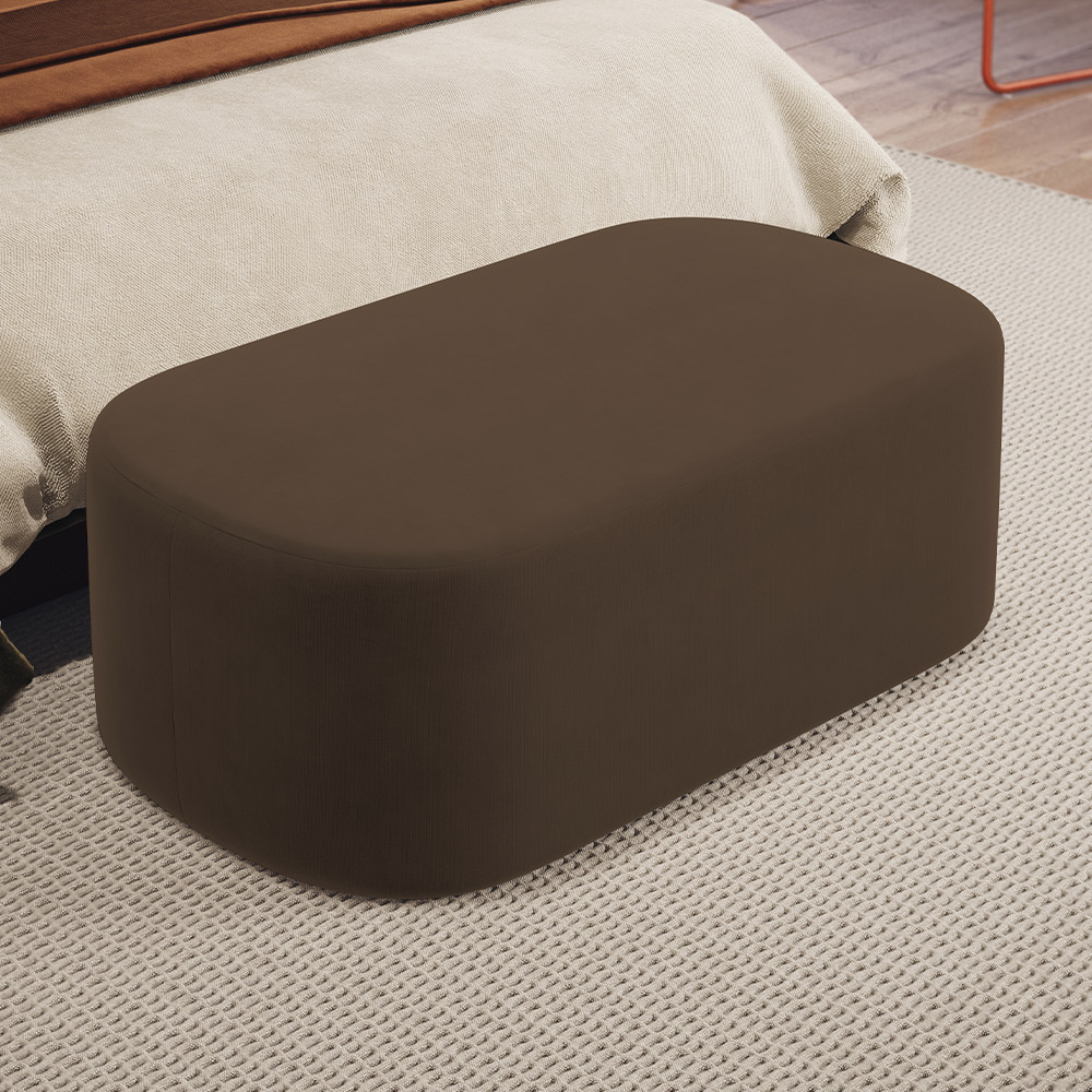 Kit 02 Puffs Decorativos Orgânicos Para Living Quarto 100cm Doha W01 Suede Marrom - Lyam Decor
