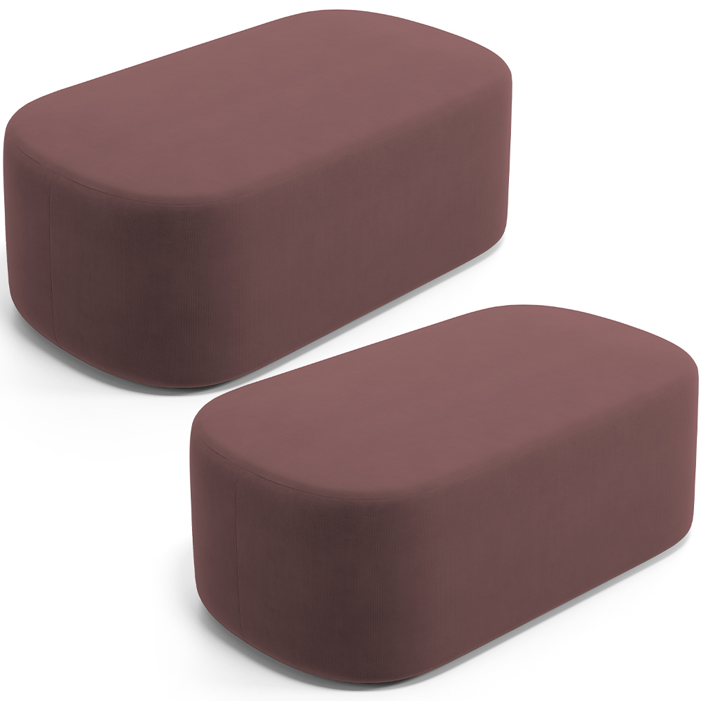 Kit 02 Puffs Decorativos Orgânicos Para Living Quarto 100cm Doha W01 Suede Rosê - Lyam Decor