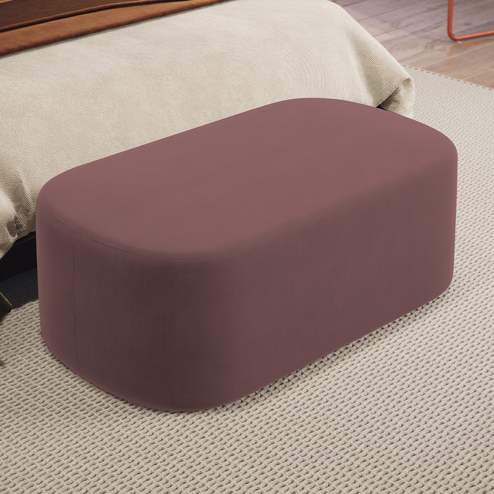Kit 02 Puffs Decorativos Orgânicos Para Living Quarto 100cm Doha W01 Suede Rosê - Lyam Decor