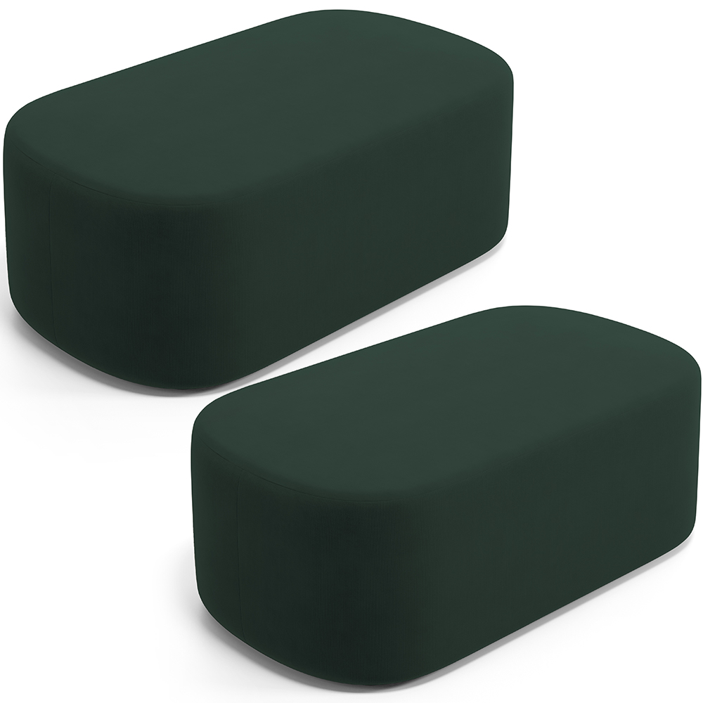 Kit 02 Puffs Decorativos Orgânicos Para Living Quarto 100cm Doha W01 Suede Verde Musgo - Lyam Decor