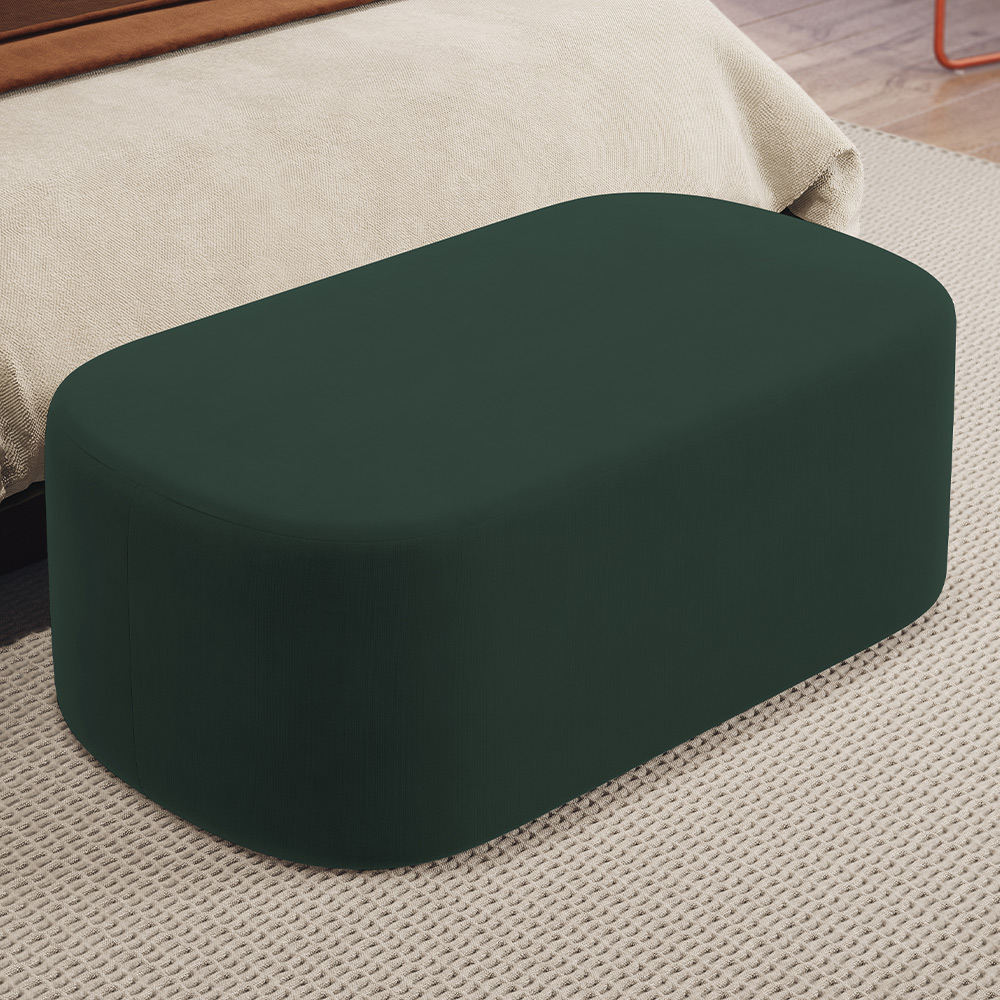 Kit 02 Puffs Decorativos Orgânicos Para Living Quarto 100cm Doha W01 Suede Verde Musgo - Lyam Decor