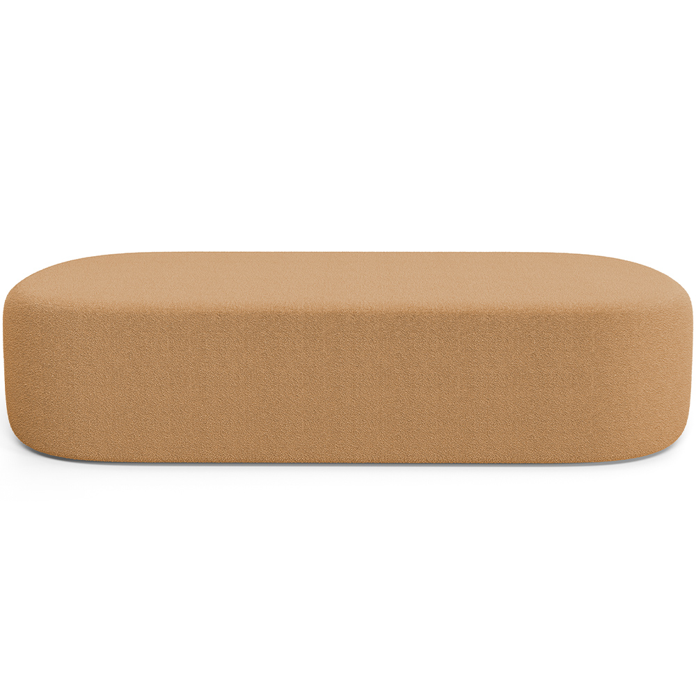 Kit 02 Puffs Decorativos Orgânicos Para Living Quarto 140cm Doha W01 Bouclê Mostarda - Lyam Decor
