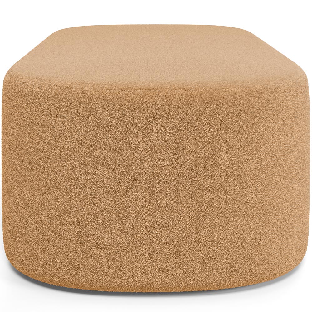 Kit 02 Puffs Decorativos Orgânicos Para Living Quarto 140cm Doha W01 Bouclê Mostarda - Lyam Decor