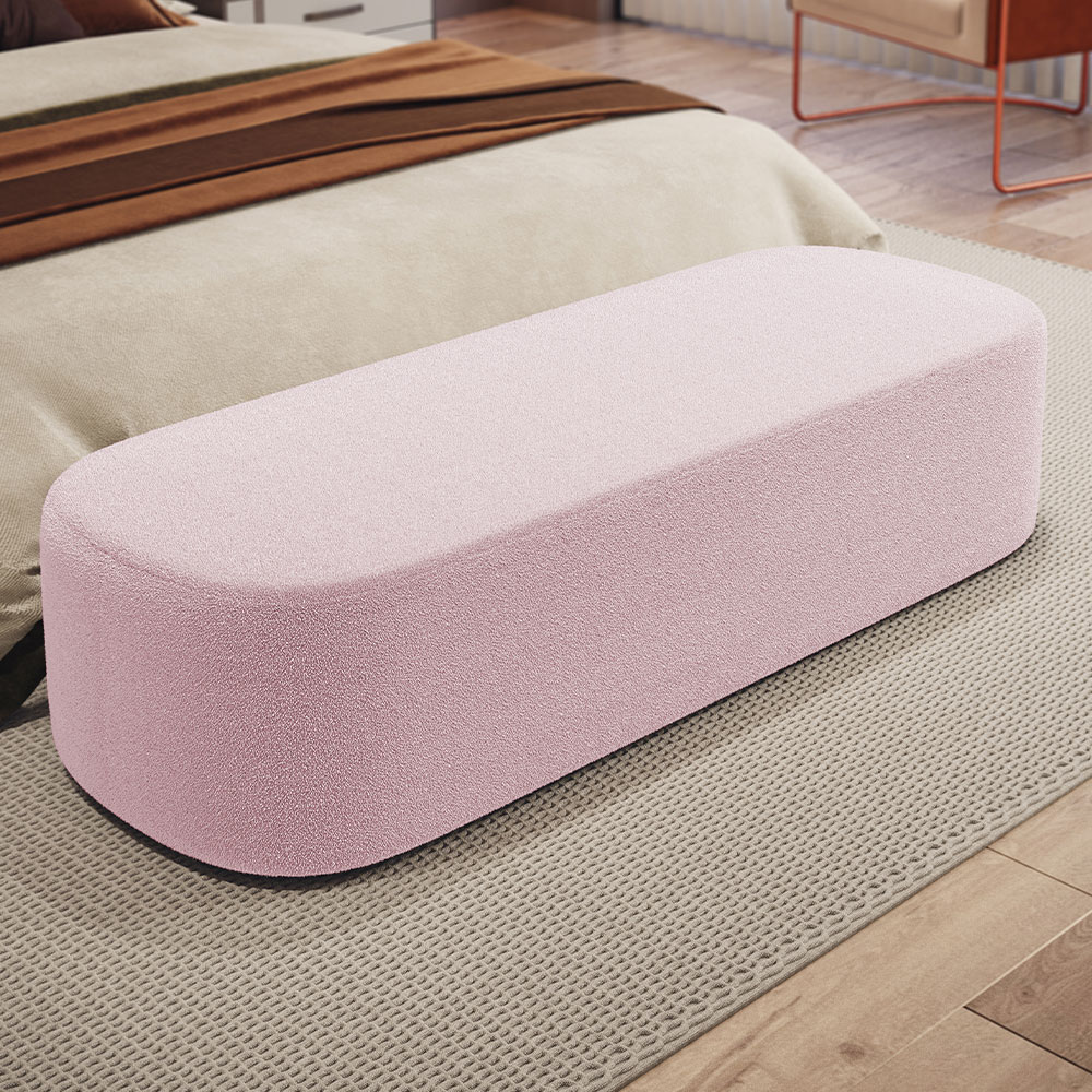Kit 02 Puffs Decorativos Orgânicos Para Living Quarto 140cm Doha W01 Bouclê Rose - Lyam Decor