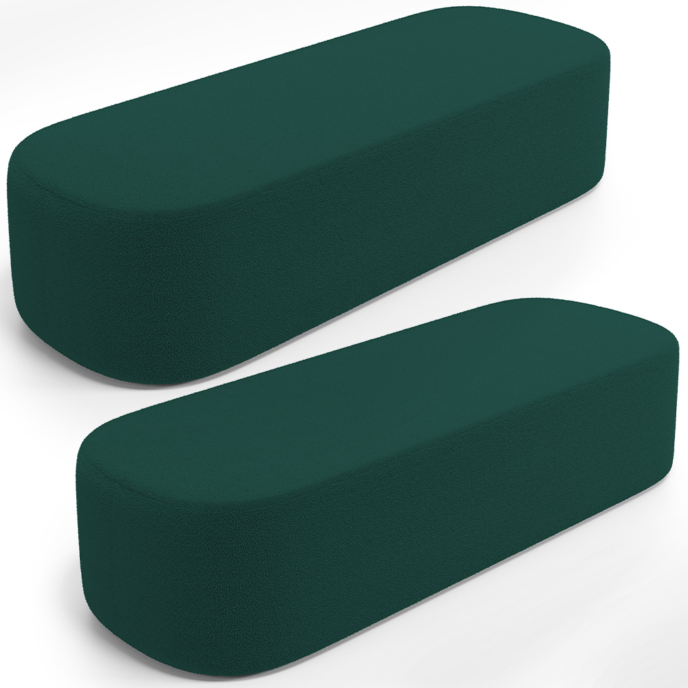 Kit 02 Puffs Decorativos Orgânicos Para Living Quarto 140cm Doha W01 Bouclê Verde - Lyam Decor