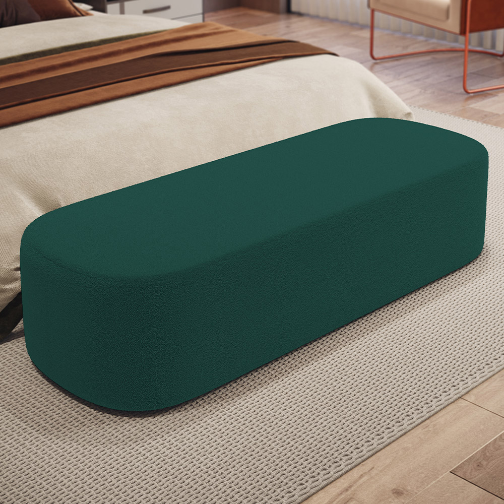Kit 02 Puffs Decorativos Orgânicos Para Living Quarto 140cm Doha W01 Bouclê Verde - Lyam Decor