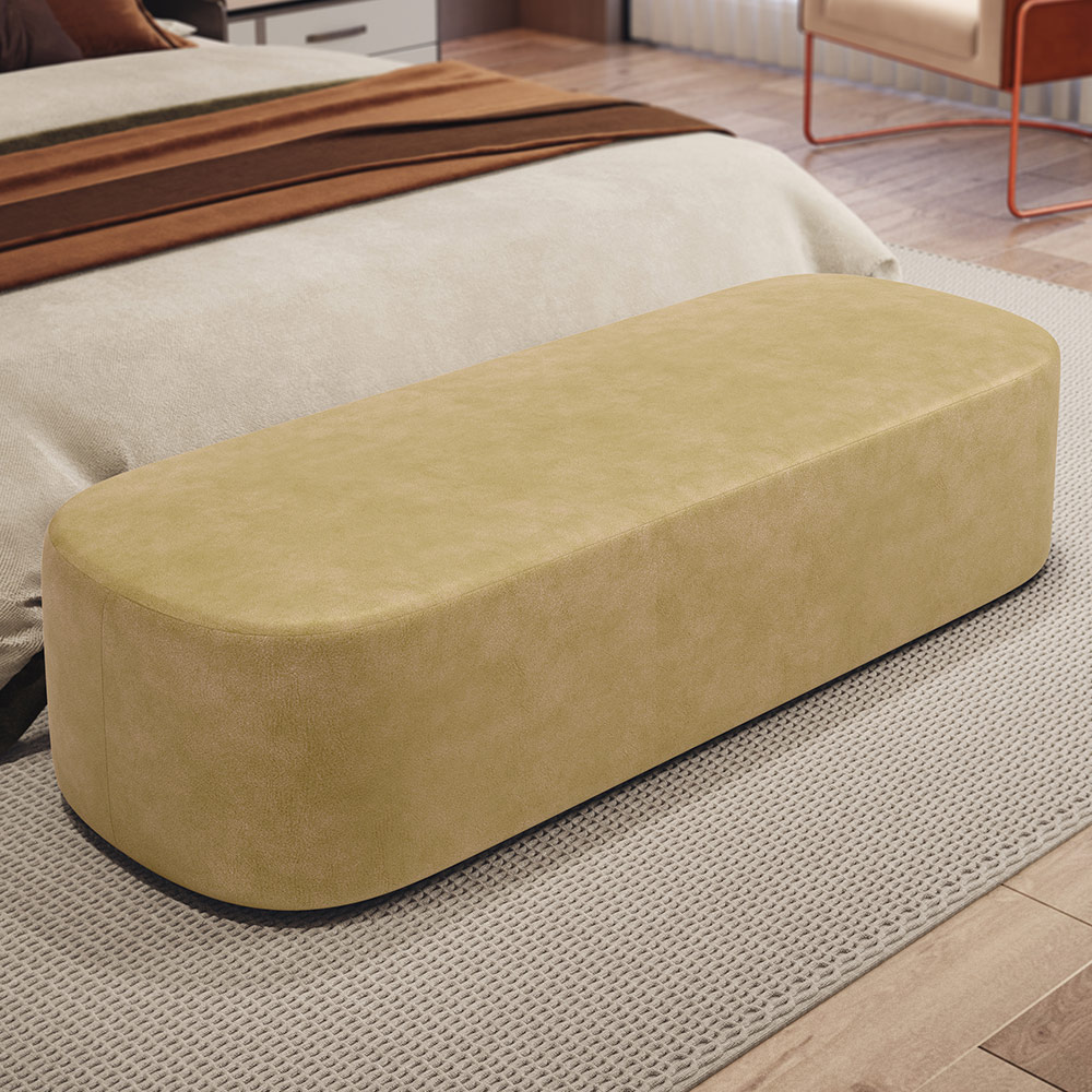 Kit 02 Puffs Decorativos Orgânicos Para Living Quarto 140cm Doha W01 Couríssimo Fendi - Lyam Decor