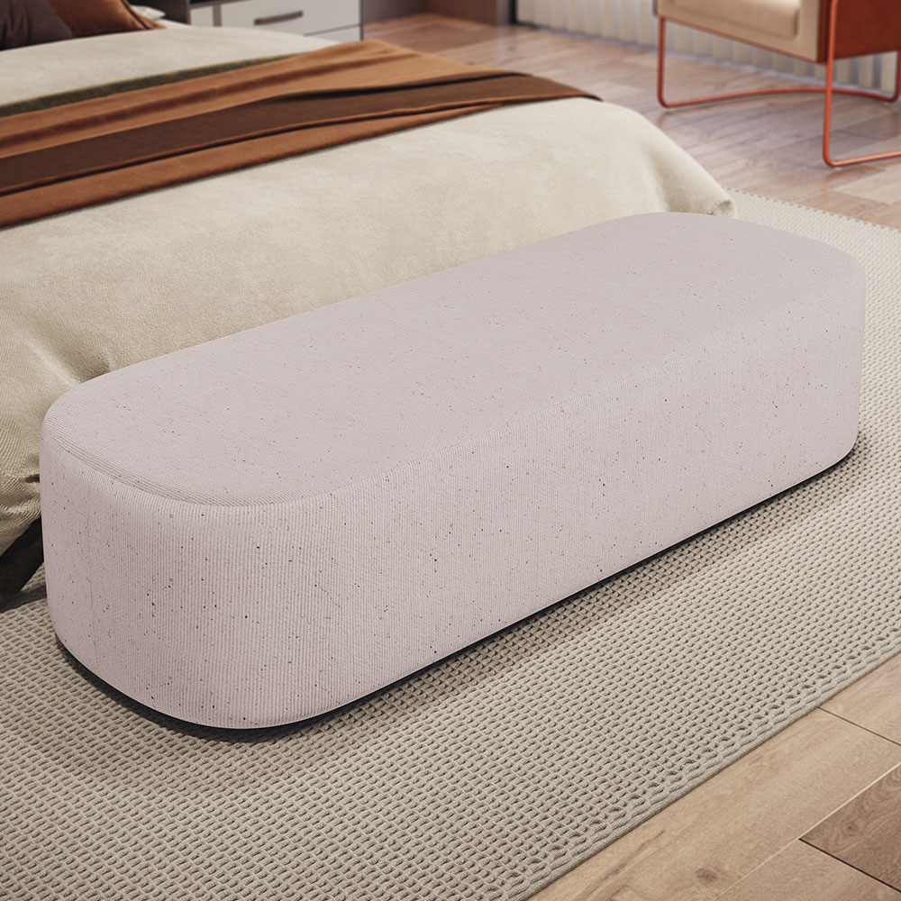 Kit 02 Puffs Decorativos Orgânicos Para Living Quarto 140cm Doha W01 Linho Bege - Lyam Decor
