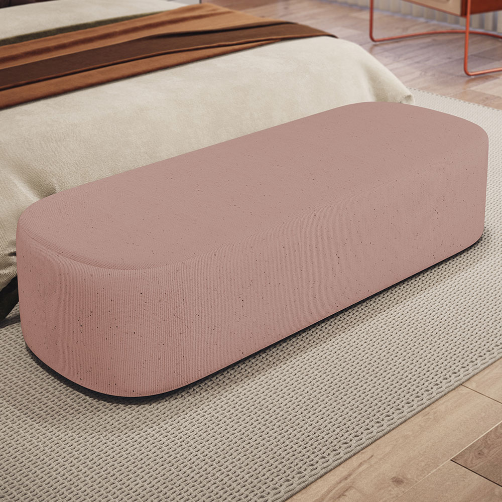 Kit 02 Puffs Decorativos Orgânicos Para Living Quarto 140cm Doha W01 Linho Rosê - Lyam Decor
