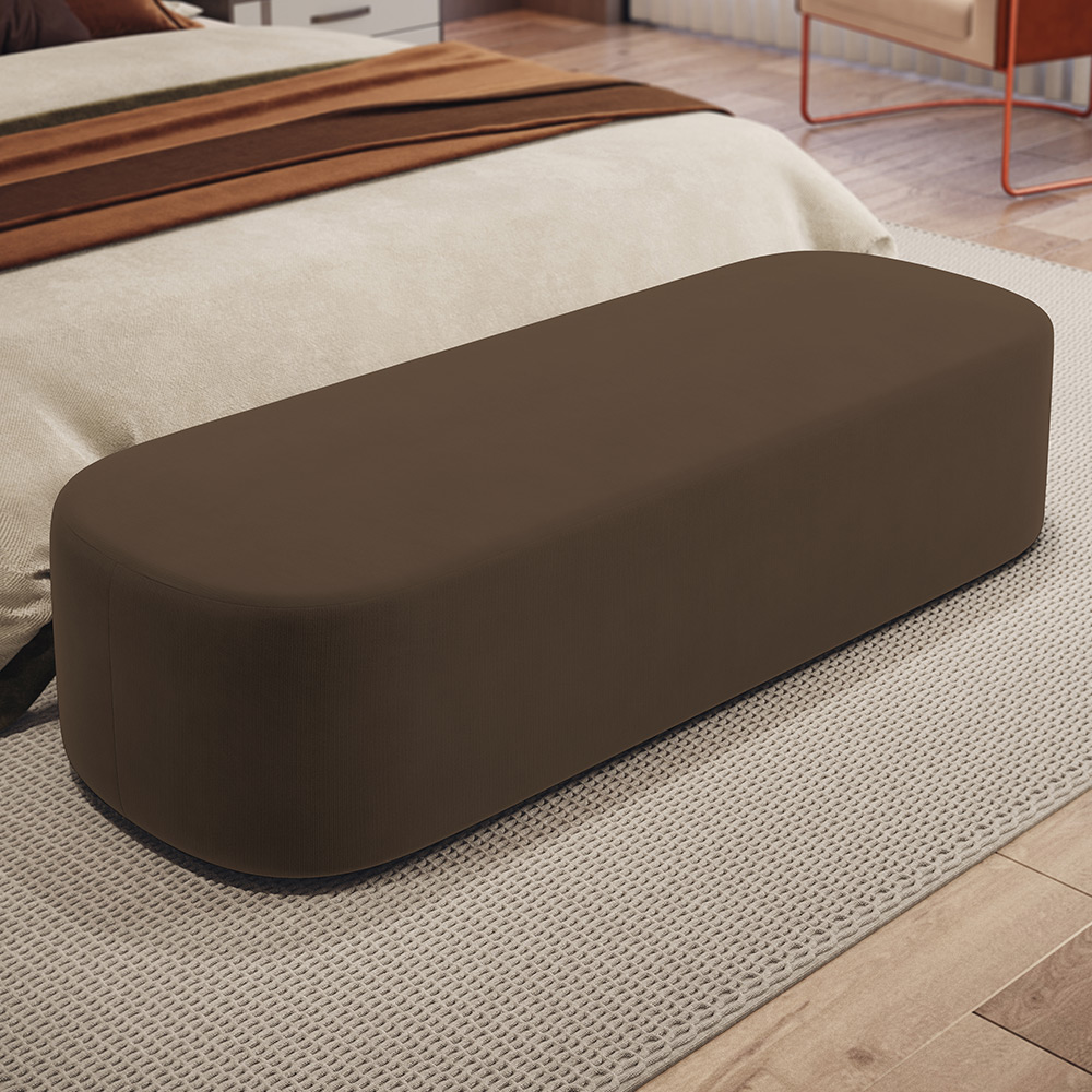 Kit 02 Puffs Decorativos Orgânicos Para Living Quarto 140cm Doha W01 Suede Marrom - Lyam Decor