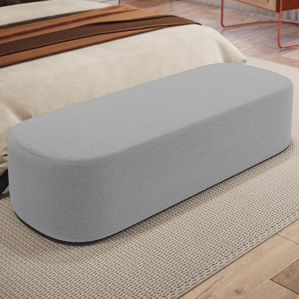 Kit 02 Puffs Decorativos Orgânicos Para Living Quarto 160cm Doha W01 Bouclê Cinza - Lyam Decor