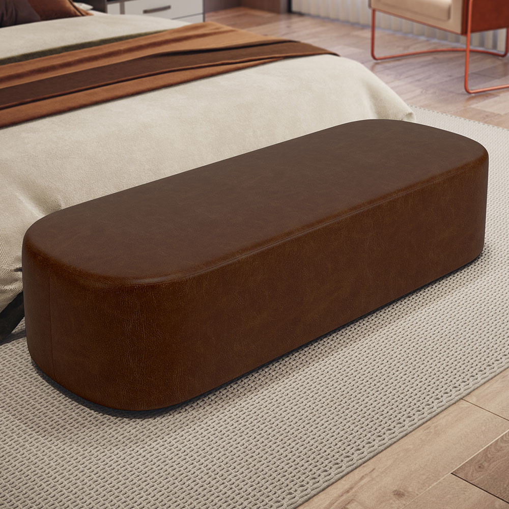 Kit 02 Puffs Decorativos Orgânicos Para Living Quarto 160cm Doha W01 Couríssimo Marrom - Lyam Decor