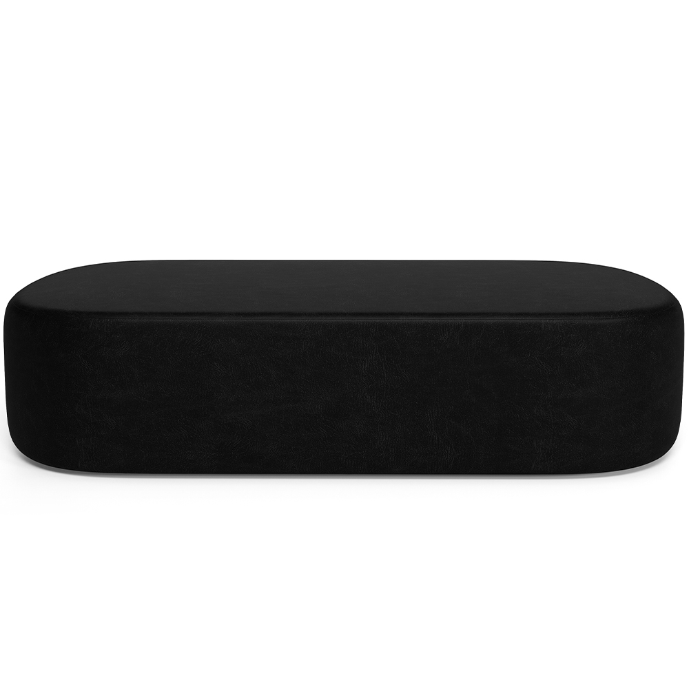 Kit 02 Puffs Decorativos Orgânicos Para Living Quarto 160cm Doha W01 Couríssimo Preto - Lyam Decor