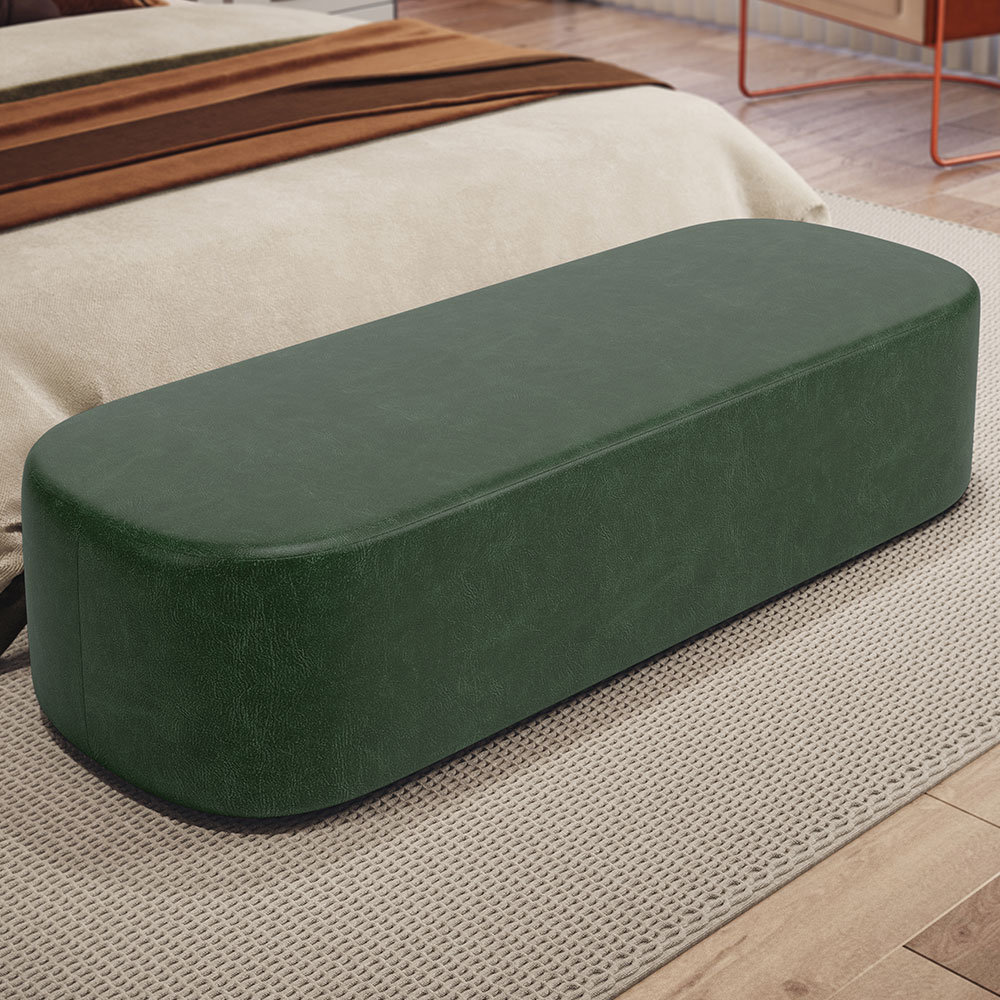 Kit 02 Puffs Decorativos Orgânicos Para Living Quarto 160cm Doha W01 Couríssimo Verde Musgo - Lyam Decor