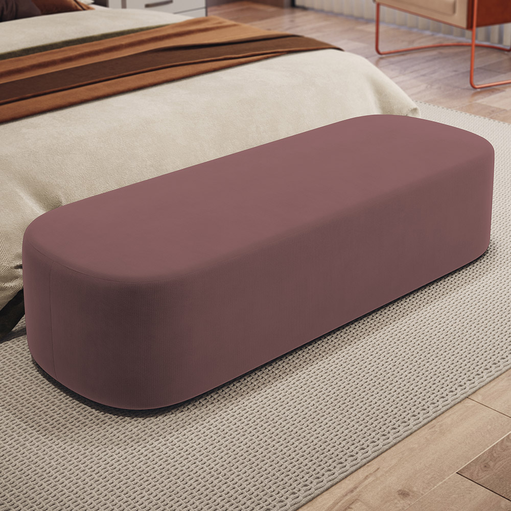 Kit 02 Puffs Decorativos Orgânicos Para Living Quarto 160cm Doha W01 Suede Rosê - Lyam Decor