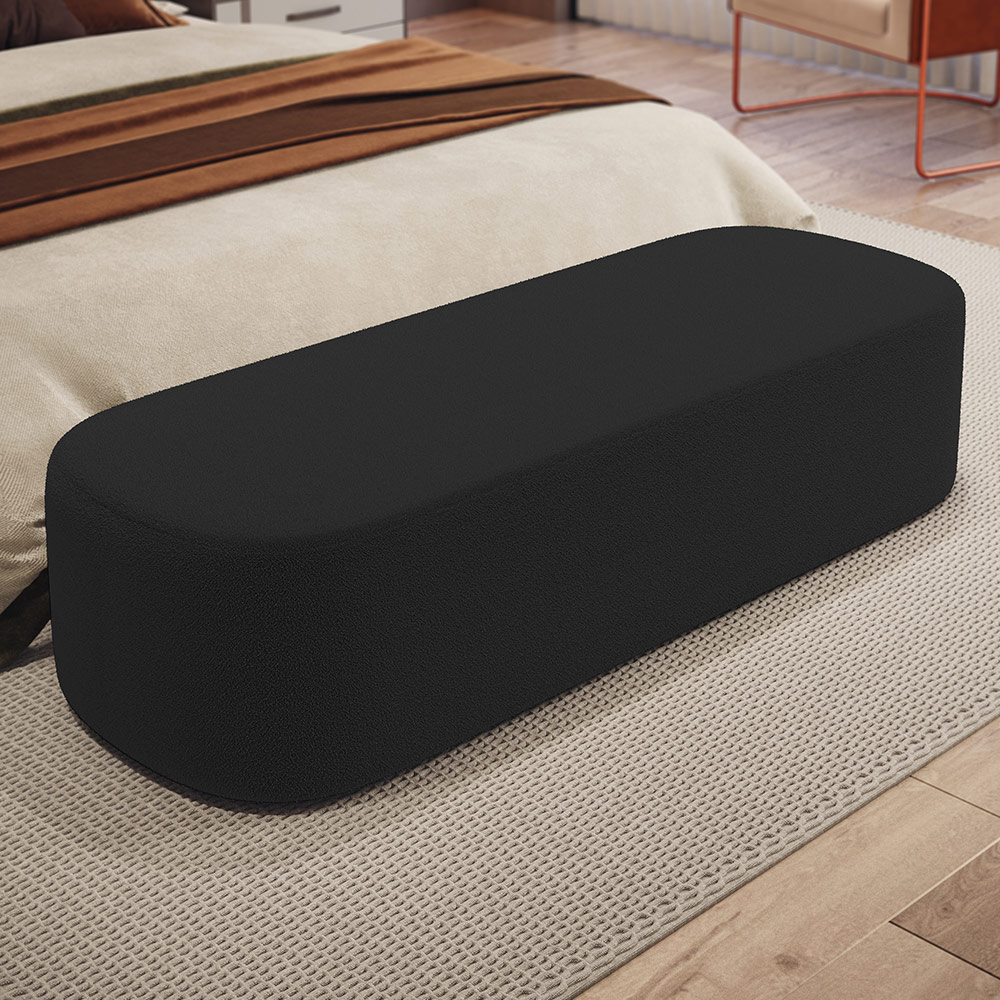Kit 02 Puffs Decorativos Orgânicos Para Living Quarto 195cm Doha W01 Bouclê Preto - Lyam Decor