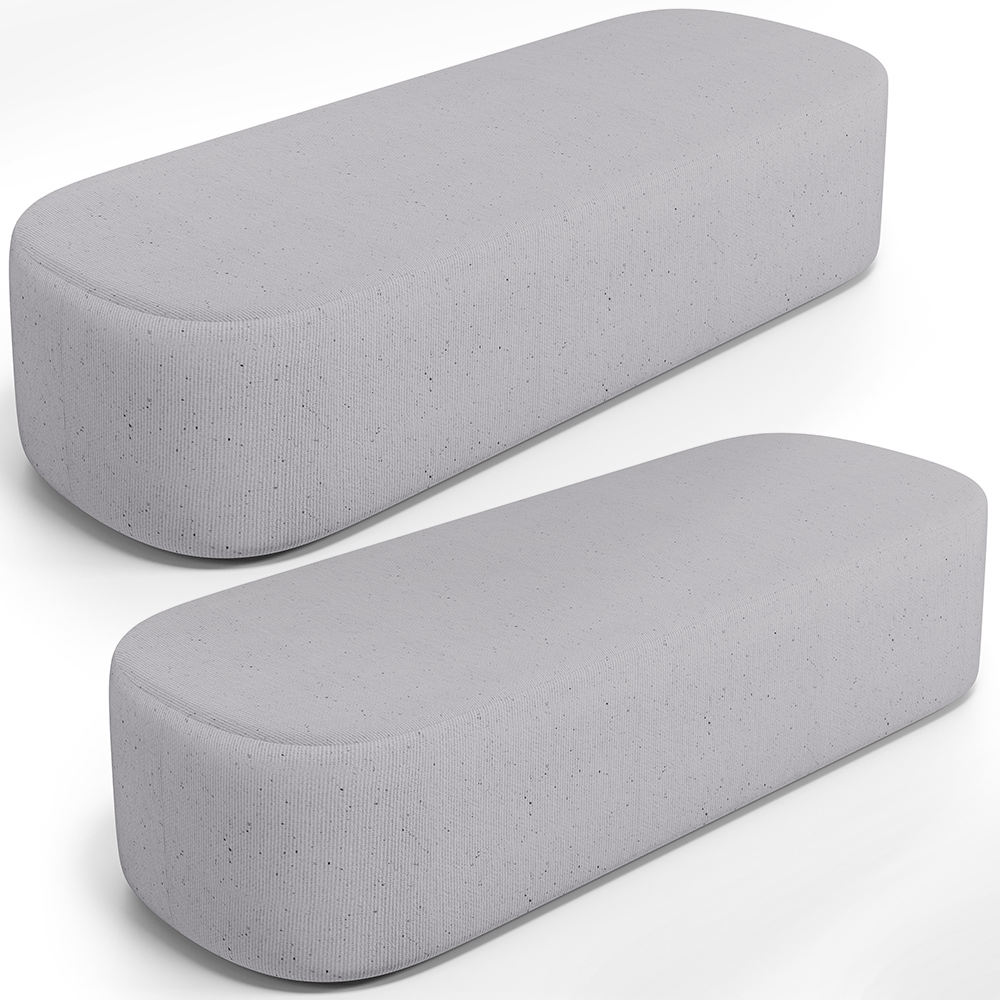 Kit 02 Puffs Decorativos Orgânicos Para Living Quarto 195cm Doha W01 Linho Cinza - Lyam Decor