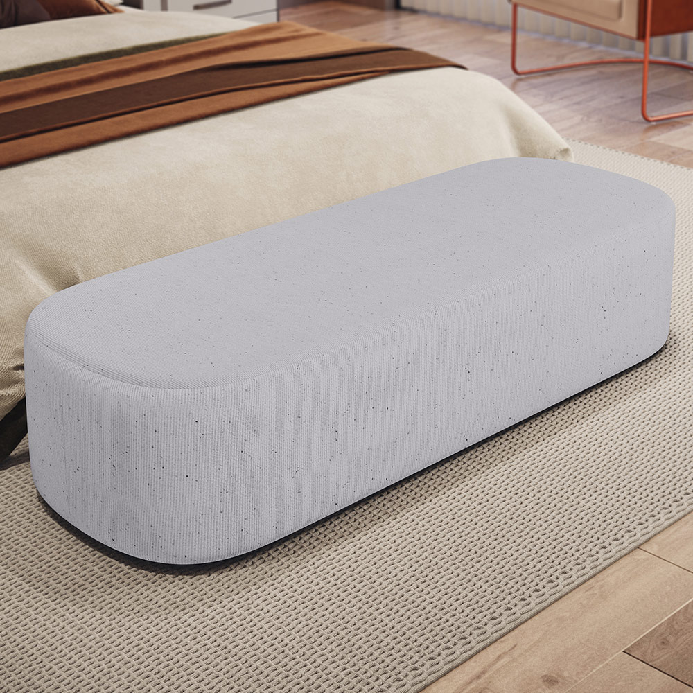 Kit 02 Puffs Decorativos Orgânicos Para Living Quarto 195cm Doha W01 Linho Cinza - Lyam Decor