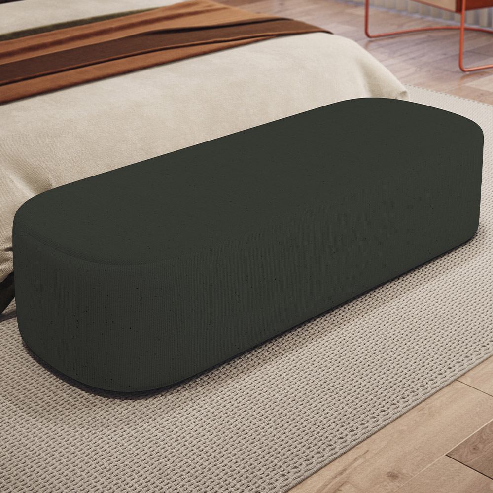 Kit 02 Puffs Decorativos Orgânicos Para Living Quarto 195cm Doha W01 Linho Verde Musgo - Lyam Decor