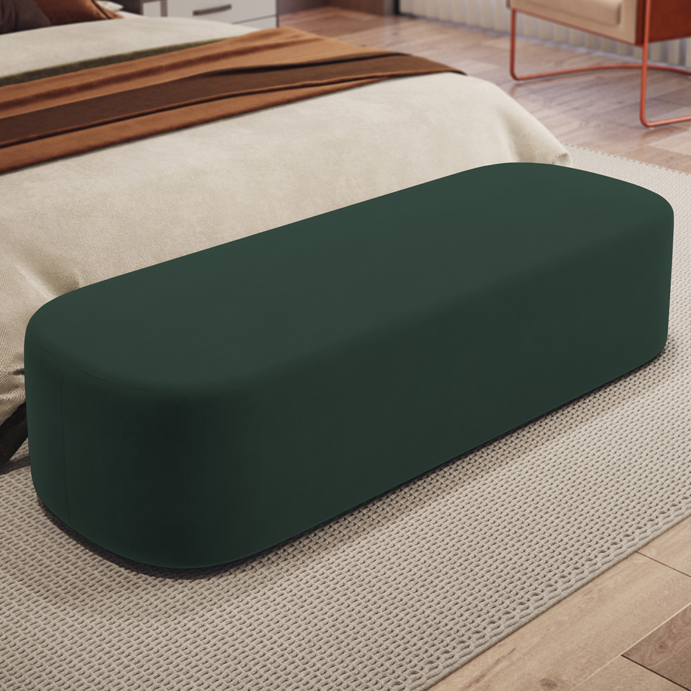 Kit 02 Puffs Decorativos Orgânicos Para Living Quarto 195cm Doha W01 Suede Verde Musgo - Lyam Decor