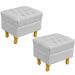 Kit 02 Puffs Decorativos París L02 Luis XV Capitone Linho Cinza - Lyam Decor