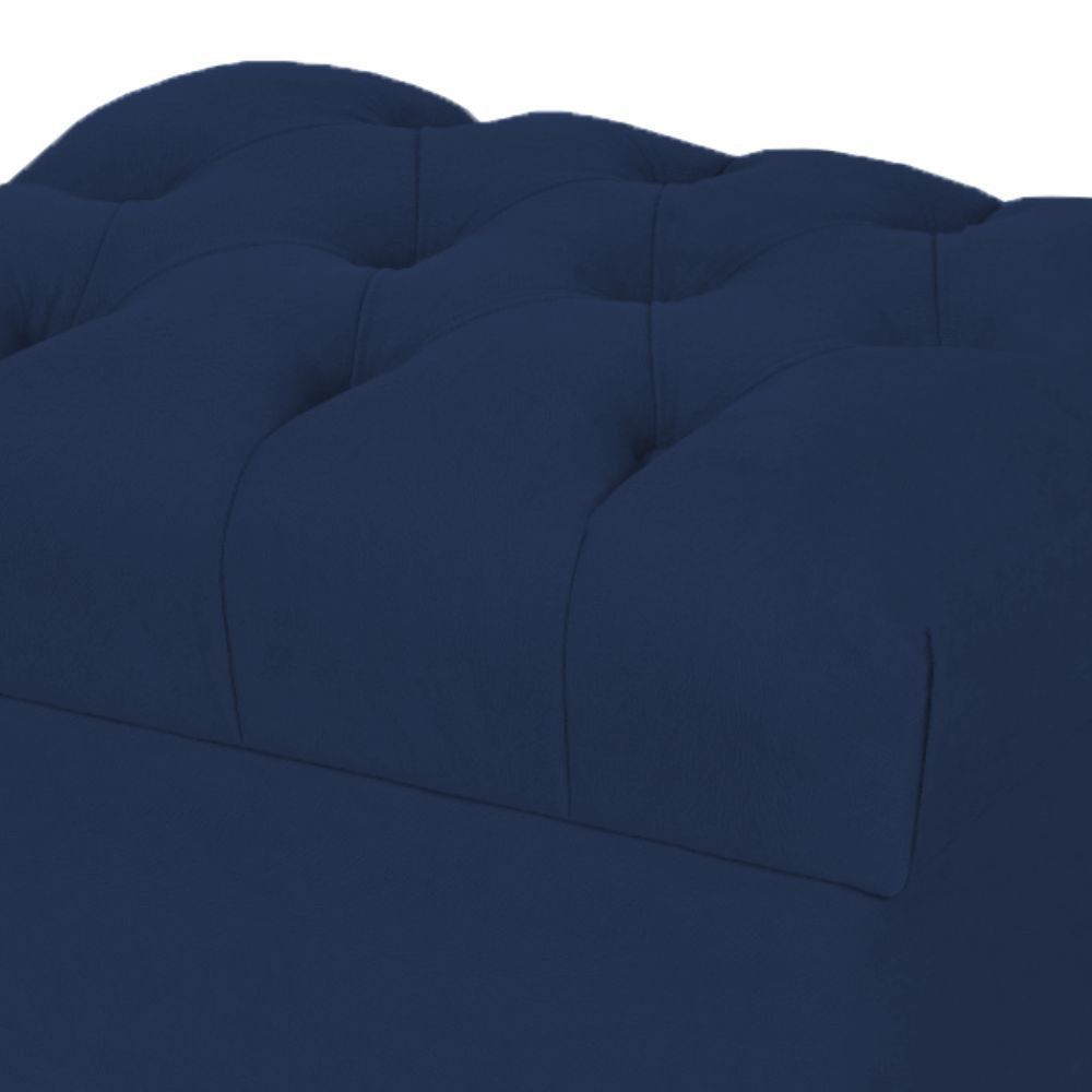 Kit 02 Puffs Decorativos París L02 Luis XV Capitone Suede Azul Marinho - Lyam Decor