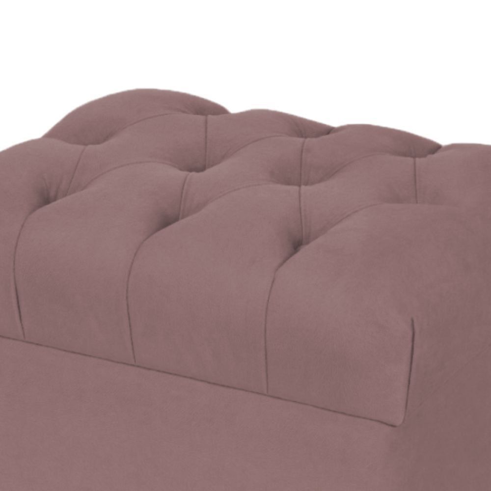 Kit 02 Puffs Decorativos París L02 Luis XV Capitone Suede Rosê - Lyam Decor