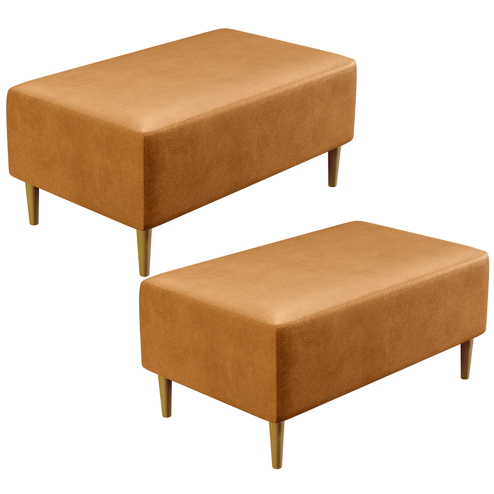 Kit 02 Puffs Decorativos Para Sala De Estar Cléo W01 Pés Palito 90 cm Courissímo Whisky - Lyam Decor