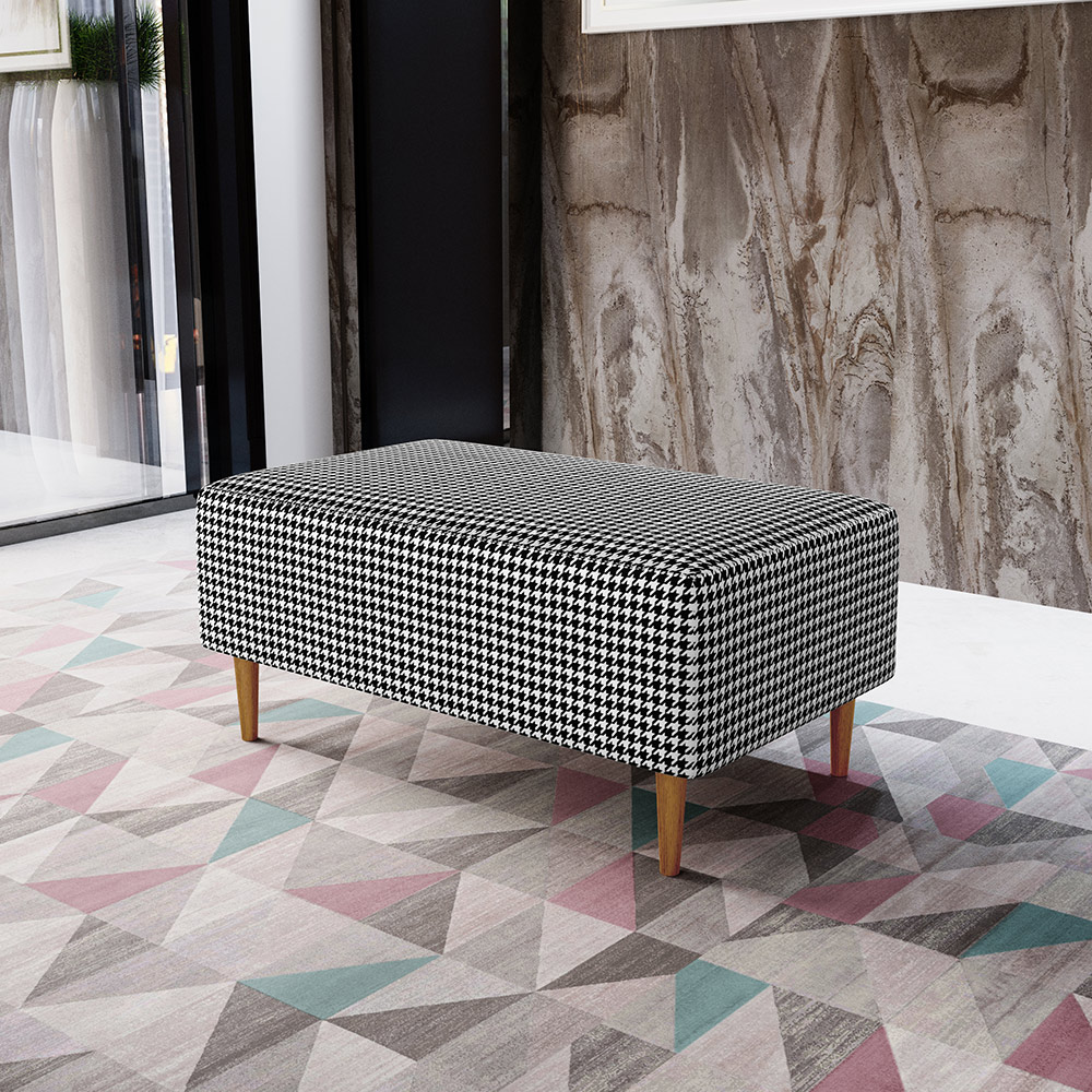 Kit 02 Puffs Decorativos Para Sala De Estar Cléo W01 Pés Palito 90 cm Pied Poule - Lyam Decor