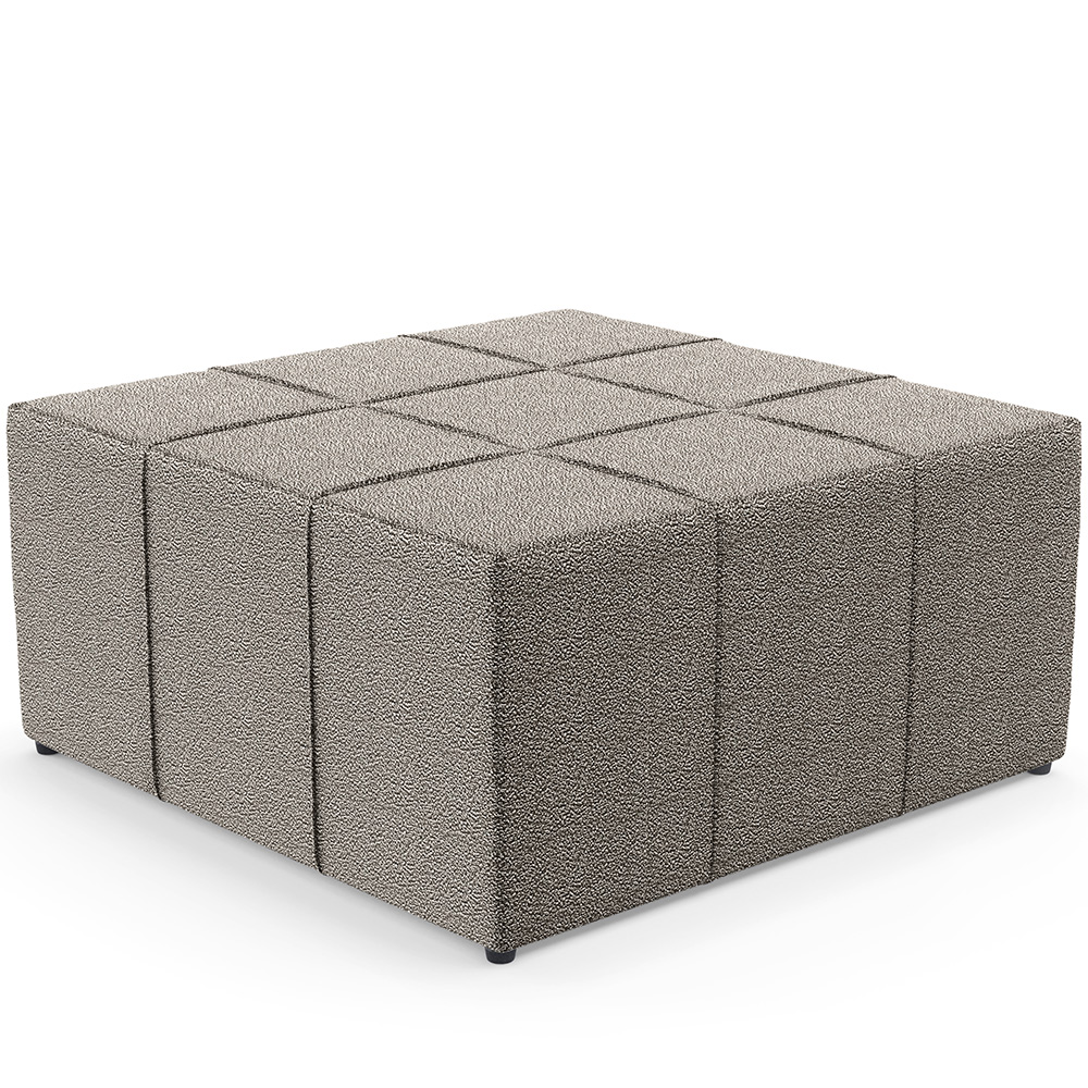 Kit 02 Puffs Decorativos Para Sala De Estar Quadrado Milano 90x90 W01 Bouclê Bege - Lyam Decor