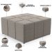 Kit 02 Puffs Decorativos Para Sala De Estar Quadrado Milano 90x90 W01 Bouclê Bege - Lyam Decor