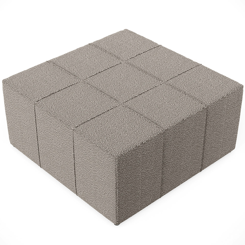 Kit 02 Puffs Decorativos Para Sala De Estar Quadrado Milano 90x90 W01 Bouclê Bege - Lyam Decor