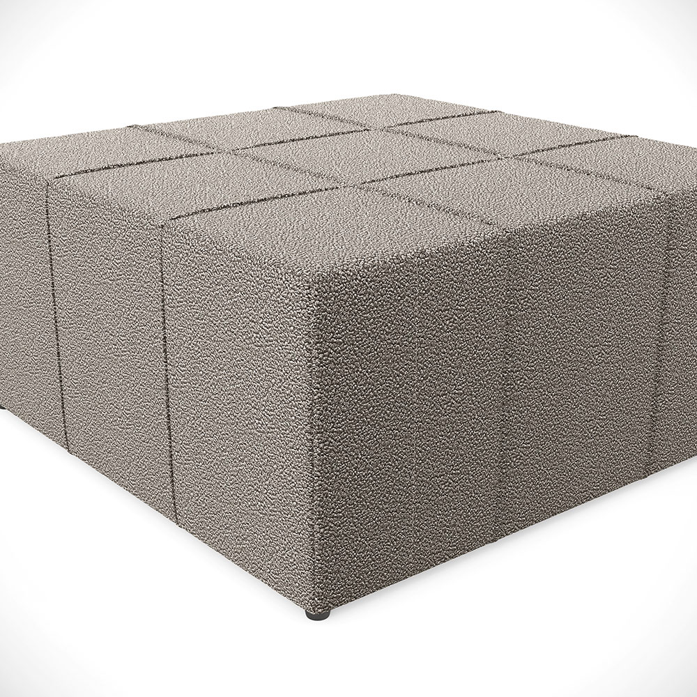 Kit 02 Puffs Decorativos Para Sala De Estar Quadrado Milano 90x90 W01 Bouclê Bege - Lyam Decor