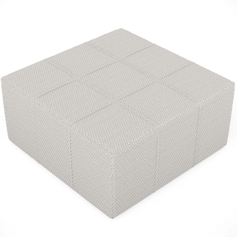 Kit 02 Puffs Decorativos Para Sala De Estar Quadrado Milano 90x90 W01 Bouclê Cru - Lyam Decor