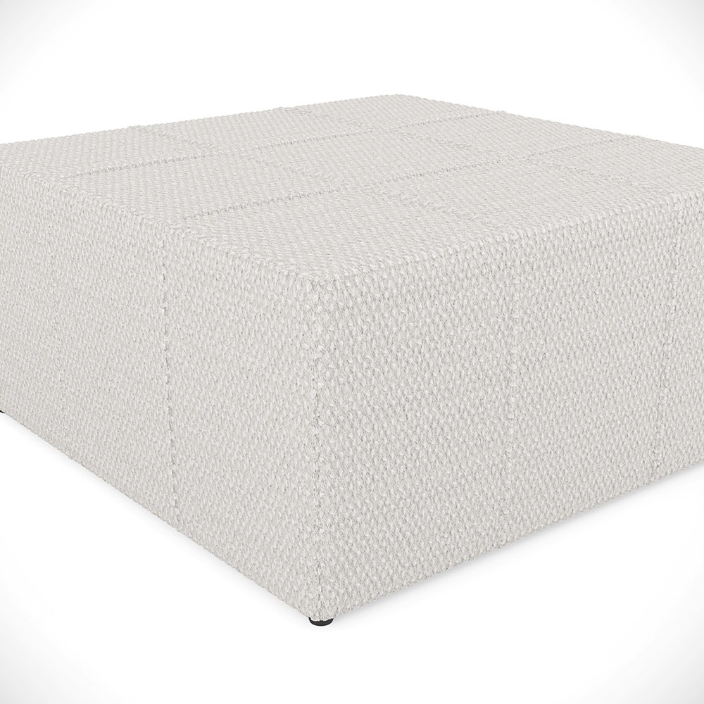 Kit 02 Puffs Decorativos Para Sala De Estar Quadrado Milano 90x90 W01 Bouclê Cru - Lyam Decor